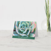 Minze grüne Kaktus Foto Skript Monogramm Name fett Dankeskarte (Vorderseite)