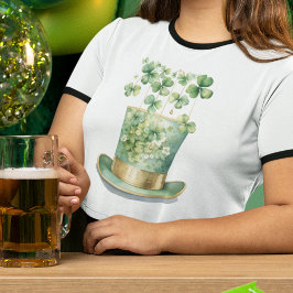 Minze grüne Kleeblätter und Leprechaun-Hut T-Shirt