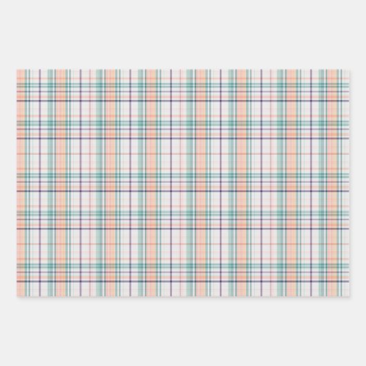 Minze grüne Koralle Orange Violet Streifen Punkte Geschenkpapier Set (Vorderseite)