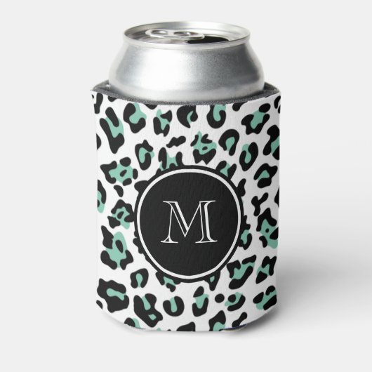 Minze grüne Leopard-Tierdrucke mit Monogra Dosenkühler (Kanne Rückseite)
