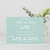 Minze grüne Liebe, Herz-Foto Save the Date Karte (Stehend Vorderseite)