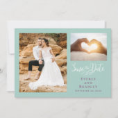 Minze grüne Lila romantische QR-Kodex Save the Dat Einladung (Vorderseite)