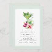 Minze grüne Meeresfauna | Blumencocktail-Brautpart Einladung (Vorne/Hinten)