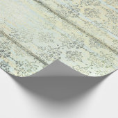 Minze grüne Metallic Damask Gold Wood Foxier Geschenkpapier (Ecke)