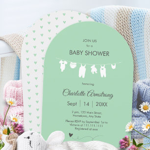 Minze grüne Minimalistisch Arched Baby-Dusche Einladung