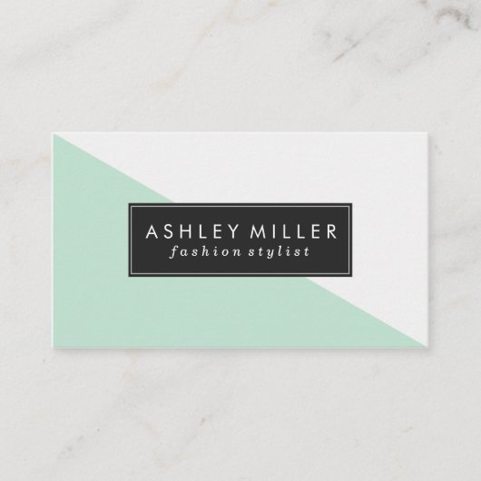 Minze grüne, moderne Farbblöcke Visitenkarte (Vorderseite)