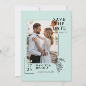 Minze grüne moderne Foto Hochzeit retten das Datum Save The Date (Vorderseite)