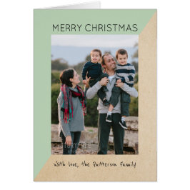Minze grüne, moderne Slant Holiday Foto Card