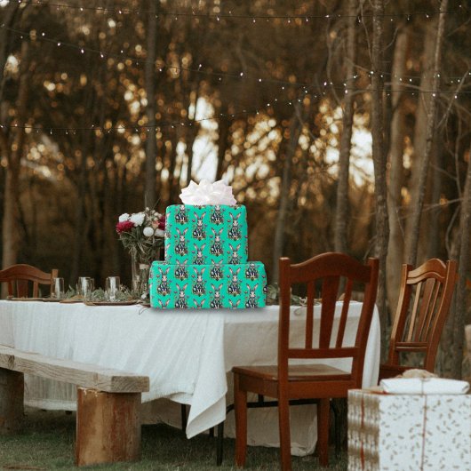 Minze Grüne Niedliche Wasserfarbe Bunny Floral Ost Geschenkpapier