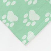 Minze grüne Paw-Drucke und rosa Monogramm und Name Fleecedecke (Ecke)