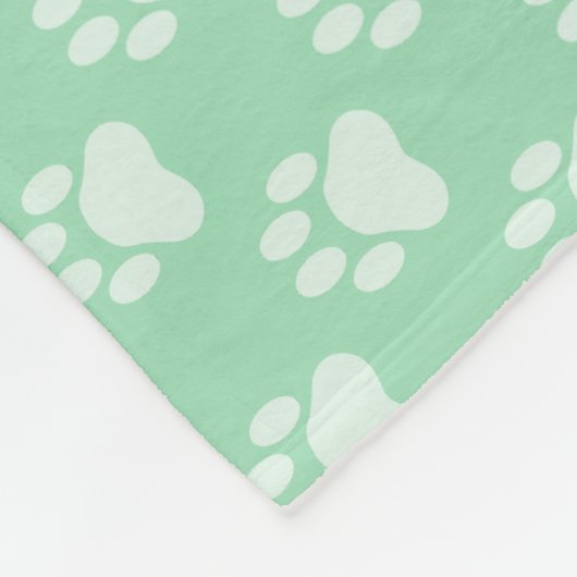 Minze grüne Paw-Drucke und rosa Monogramm und Name Fleecedecke (Ecke)