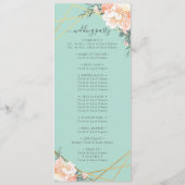 Minze grüne Pfirsichcreme Gold Geometric Wedding Programm (Rückseite)