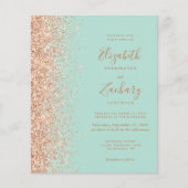 Minze grüne Pfirsichfeier Glitzer Einladung (Vorderseite)