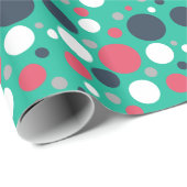 Minze grüne Pink Polka Dots Geschenkpapier (Rolleneckpunkt)