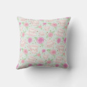 Minze grüne Pink Tee Party Personalisiert Monogram Kissen (Rückseite)