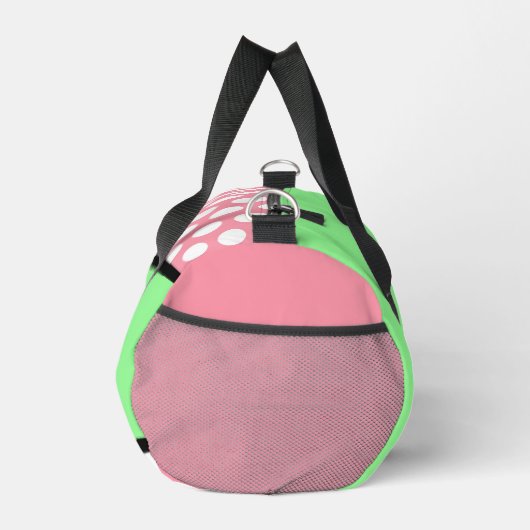 Minze grüne Pink-weiße Polka-Dots-Monogramm Duffle Bag (Rechts)