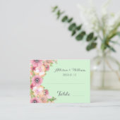 Minze grüne rosa Blumenplatine - Plateaukarten Platzkarte (Stehend Vorderseite)