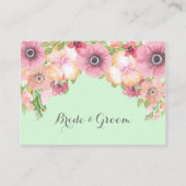 Minze grüne rosa Blumenplatine - Plateaukarten Platzkarte (Rückseite)