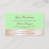 Minze grüne Rose Gold Deco Blume mit Initialen Visitenkarte (Rückseite)