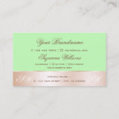 Minze grüne Rose Gold Decoder Blume mit Monogramm Visitenkarte (Rückseite)