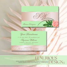 Minze grüne Rose Gold Decoder Blume mit Monogramm