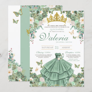 Minze Grüne Rose Schmetterling Prinzessin Quincean Einladung