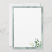 Minze grüne, rustikale Eukalyptus-Blätter Save the Einladung (Rückseite)