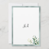 Minze grüne, rustikale Eukalyptus-Tischnummern Einladung (Rückseite)