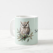 Minze grüne, rustikale Eule Kaffeetasse (Vorderseite Links)