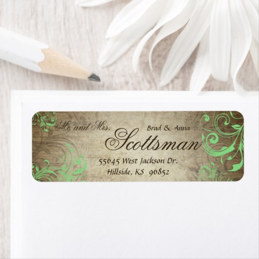 Minze grüne Rustikale Rücksendeadresse (Insitu)