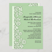 Minze grüne Schnörkel hübsche Einladungen für Hoch (Vorne/Hinten)