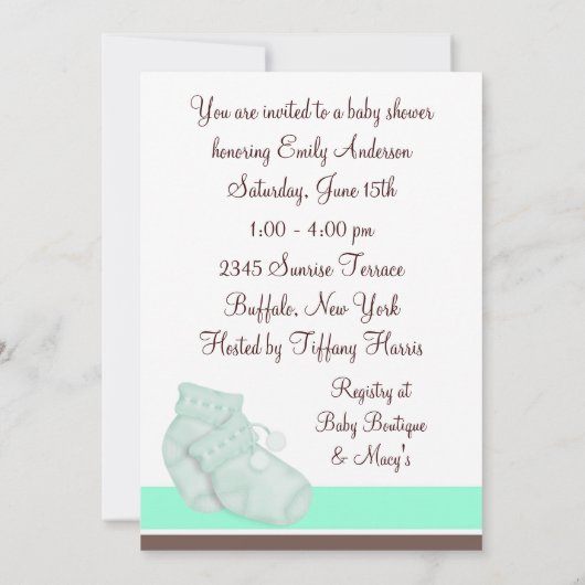 Minze grüne Schokolade Braun Babydusche Einladung (Rückseite)