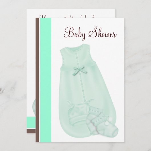 Minze grüne Schokolade Braun Babydusche Einladung (Vorne/Hinten)