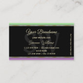 Minze grüne schwarze Lavendelstreifen mit Monogram Visitenkarte (Rückseite)