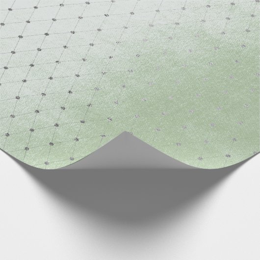 Minze grüne Silberdots Net delikate Diamantschneid Geschenkpapier (Ecke)