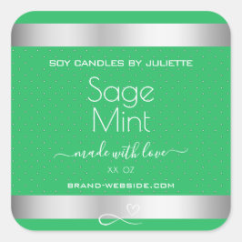 Minze grüne Silbermetall-Effekt Verpackungsetikett Quadratischer Aufkleber