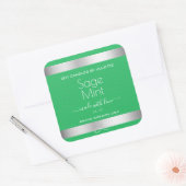 Minze grüne Silbermetall-Effekt Verpackungsetikett Quadratischer Aufkleber (Umschlag)