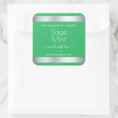 Minze grüne Silbermetall-Effekt Verpackungsetikett Quadratischer Aufkleber (Tasche)
