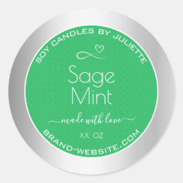 Minze grüne Silbermetall-Effekt Verpackungsetikett Runder Aufkleber