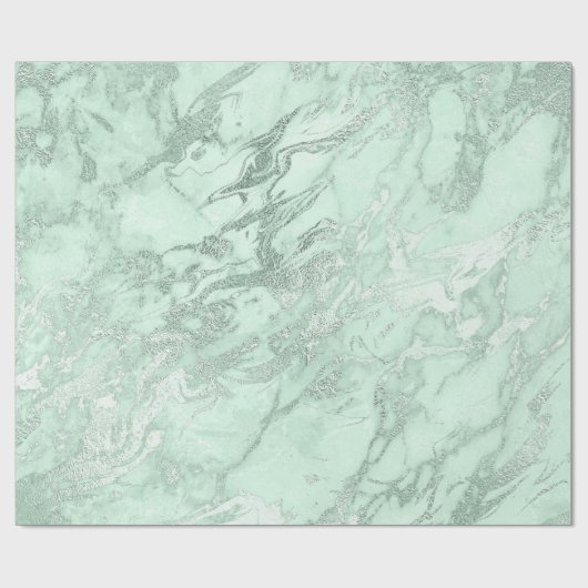 Minze Grüne Silberpastel Marble Molten Metal Geschenkpapier (Flach)
