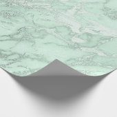 Minze Grüne Silberpastel Marble Molten Metal Geschenkpapier (Ecke)
