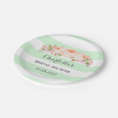 Minze grüne Streifen Blumenplatte Brautparty Pappteller (Schrägansicht)