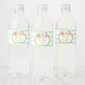 Minze grüne Streifen Floral Gold Flasche Etikett (Flaschen)