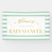 Minze grüne Streifen mit goldener Mama als | Baby  Banner (Horizontal)