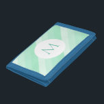 Minze grüne Streifen Mit Monogramm Vorlage Moderne Tri-fold Geldbeutel<br><div class="desc">Mint grüngestripptes Mit Monogramm Template Moderne trendige Damen Geldbörse.</div>