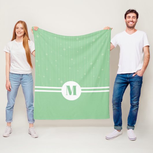Minze grüne Streifen Monogramm Pastellfarben minim Fleecedecke (Beispiel)