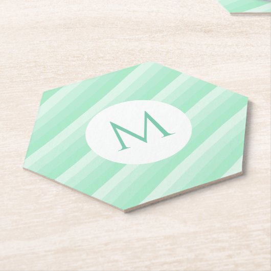 Minze grüne Streifen Personalisiert Moderne Monogr Untersetzer (angewinkelt)