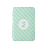 Minze grüne Streifen Trendy Moderne Monogramm Vorl Badematte (Vorderseite Vertikal)