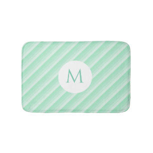 Minze grüne Streifen Trendy Moderne Monogramm Vorl Badematte