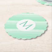 Minze grüne Streifen Trendy Moderne Monogramm Vorl Untersetzer (angewinkelt)